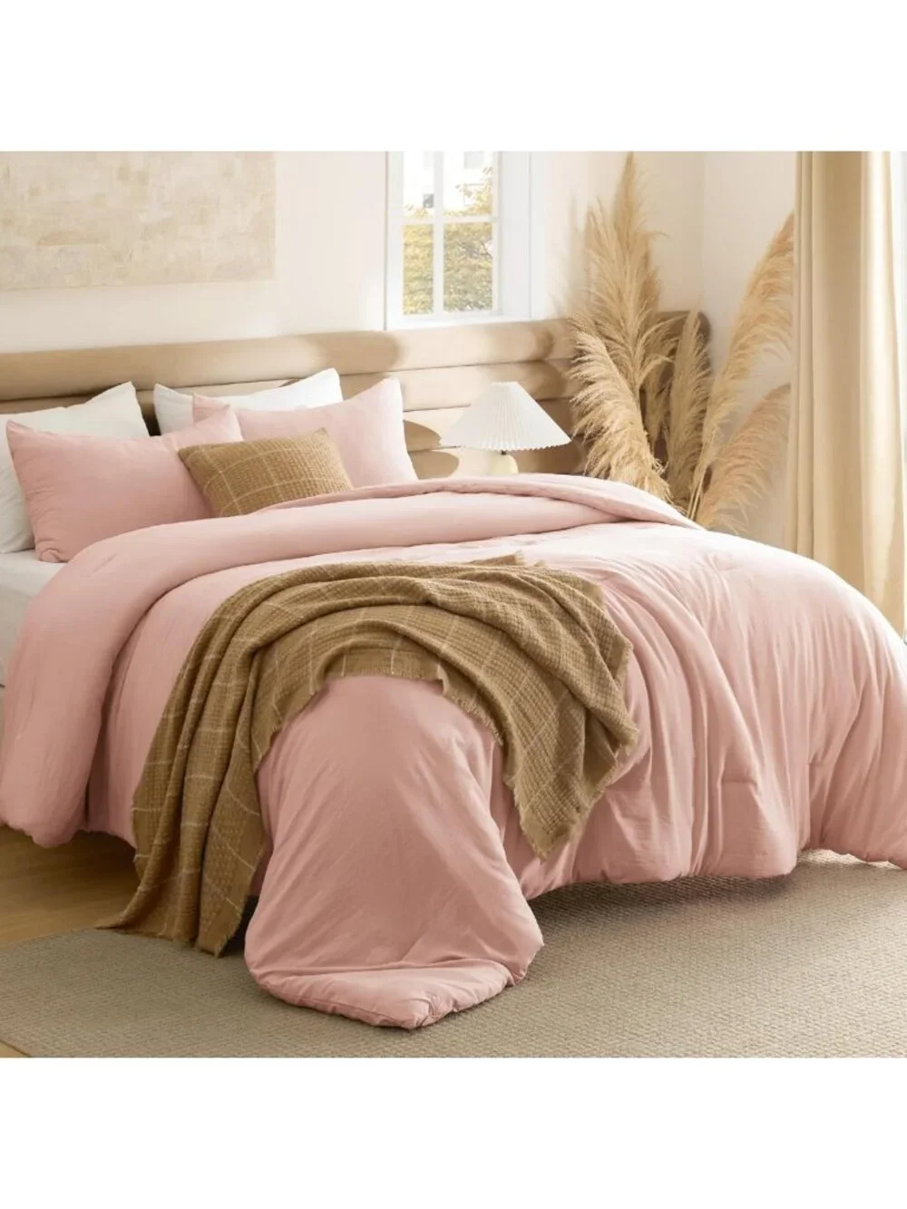 Cozy Blush Pink Queen Comforter Set - Soft Lightweight Bedding, 3 Pieces for All